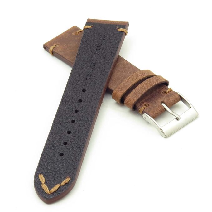 DASSARI Tribute Vintage Italian Leather Distressed Watch Strap in tan