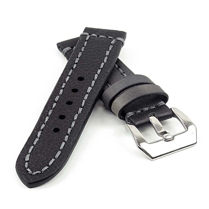 st12.1 Thick Leather Strap with Darkened Ends in black