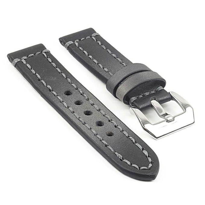 st12.1 Thick Leather Strap with Darkened Ends in black