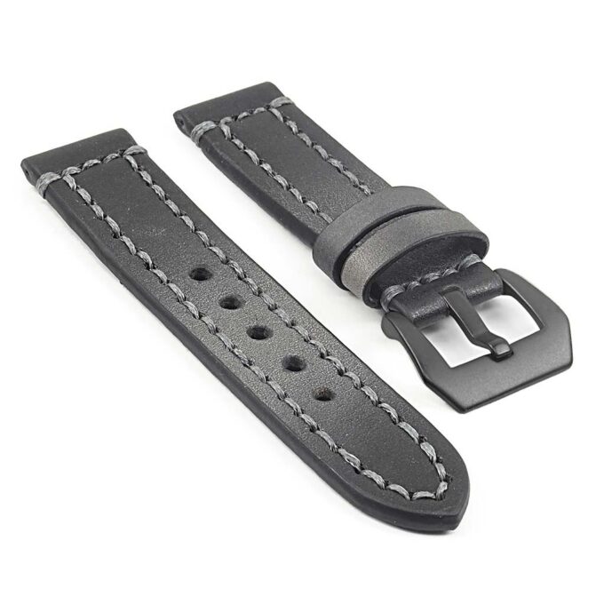 st12.1.mb Thick Leather Strap with Darkened Ends in black