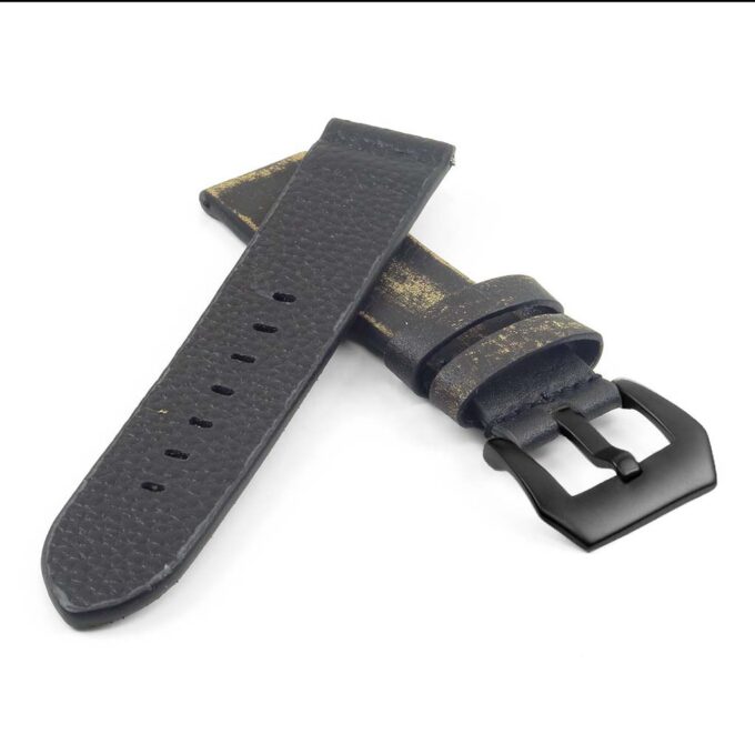 st13.1.mb Destroyed Thick Leather Strap in black