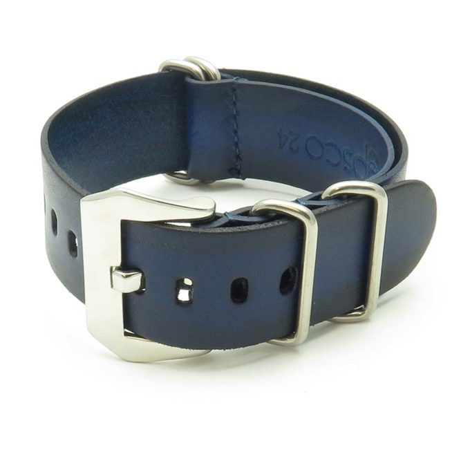 st793.5.pv Faded Vintage Leather NATO Strap w Pre V Buckle in Blue