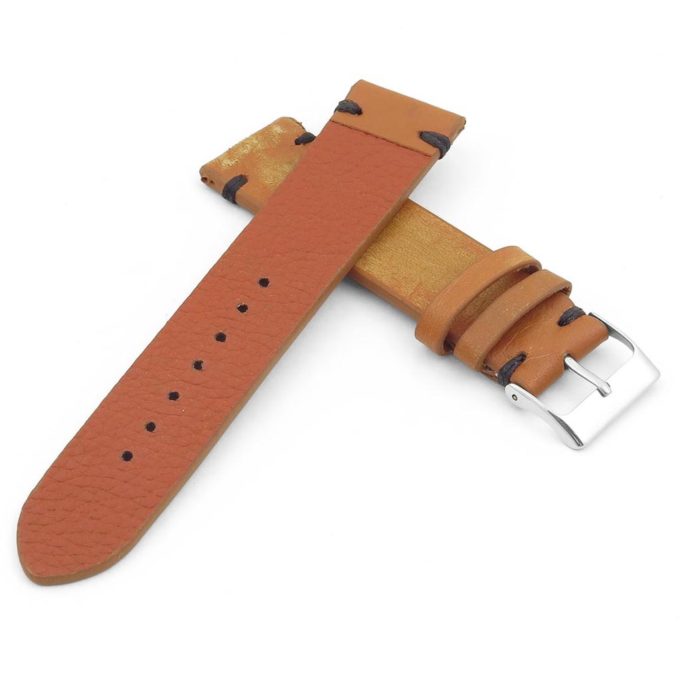 st8.3.1 Distressed Leather Strap in tan with black stitching