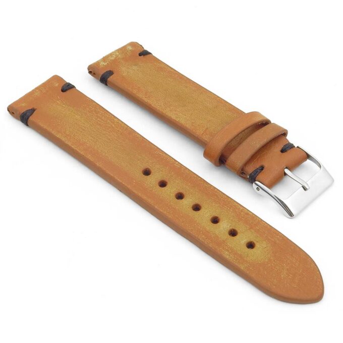 st8.3.1 Distressed Leather Strap in tan with black stitching