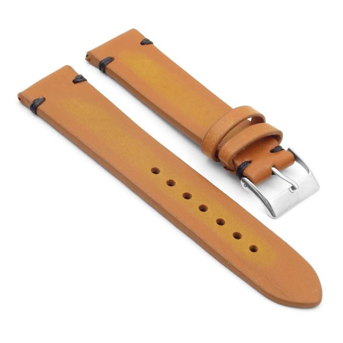 st8.3.1 Distressed Vintage Leather Watch Strap in tan with black stitching
