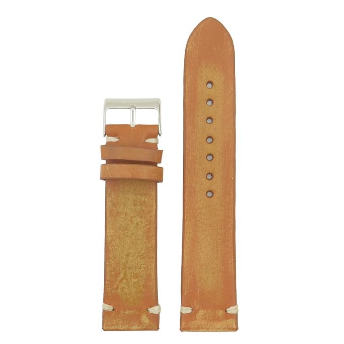 st8.3.22 Distressed Leather Strap in tan with white stitching