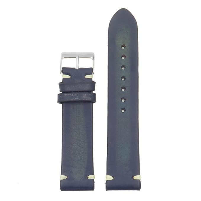 st8.5.22 Distressed Vintage Leather Watch Strap in blue with white stitching