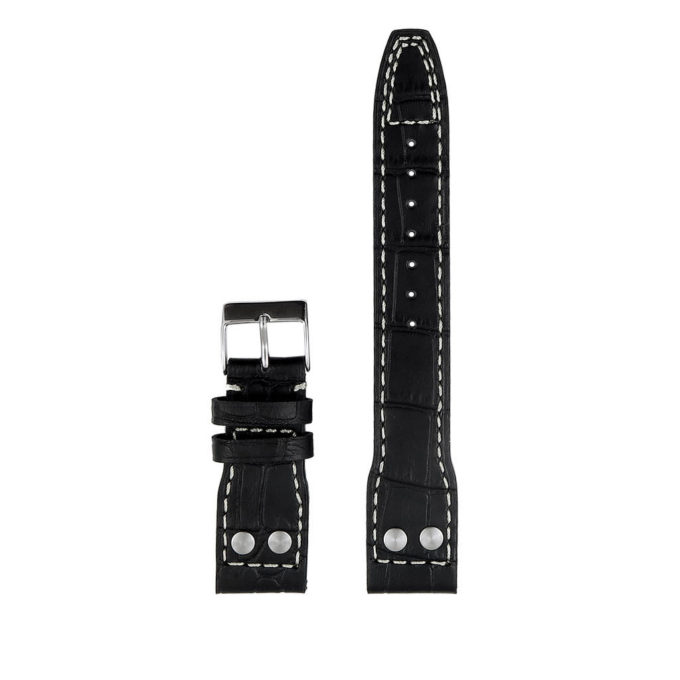 Aviator Crocodile Embossed Leather Strap with Rivets By DASSARI