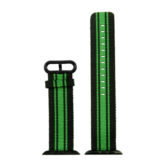a.n2.1.11 Woven Nylon Strap for Apple iWatch Black and Green