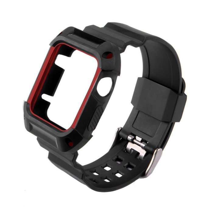 a.r3.6 Apple Watch TPU Rubber Band Sport Case w Red Trim