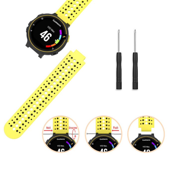 g.r3.10.1 Silcone Strap for Forerunner 3 in Yellow and Black 3