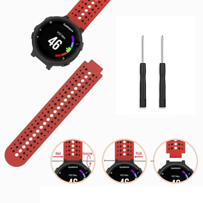 g.r3.6.1 Silcone Strap for Forerunner 3 in Red and Black pic 2