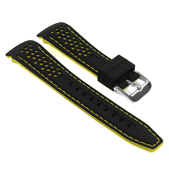 Perforated Rubber Strap in Black and Yellow