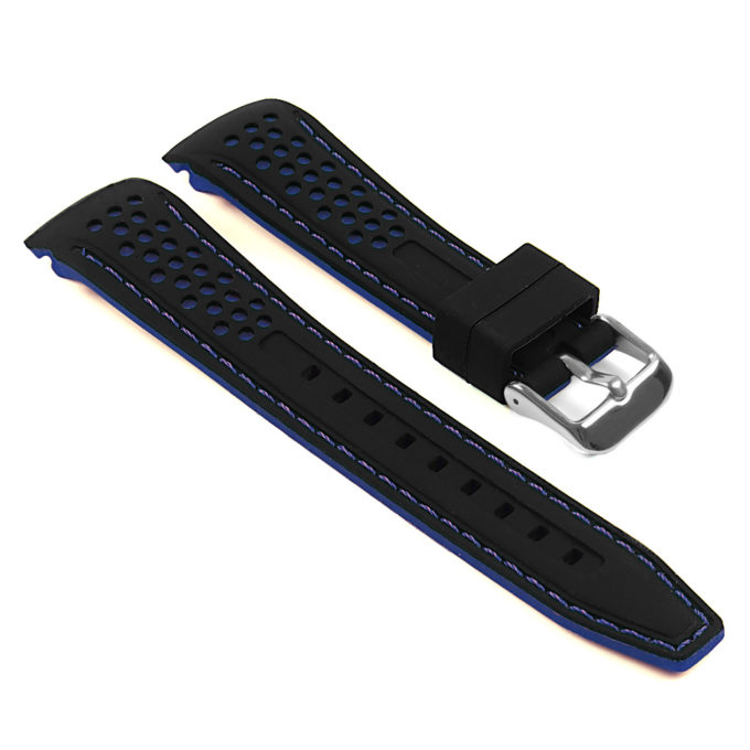 Perforated Rubber Strap in Black and Blue