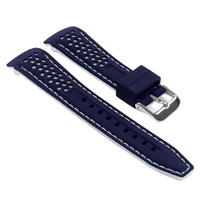 Perforated Rubber Strap in Blue and White