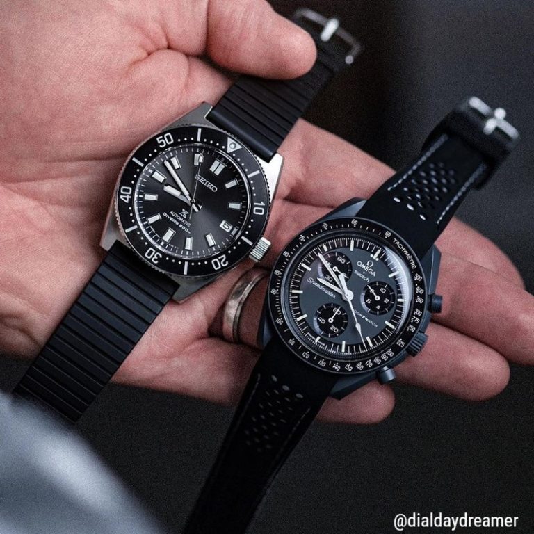 Rubber Perforated Rally Strap with Curved Ends For Omega Speedmaster ...