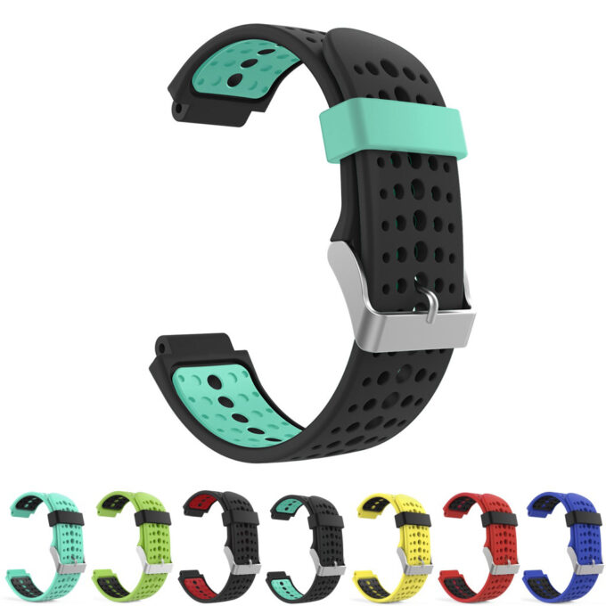G.r3.1.11 Gllery Black & Green Silcone Strap For Garmin Forerunner 3
