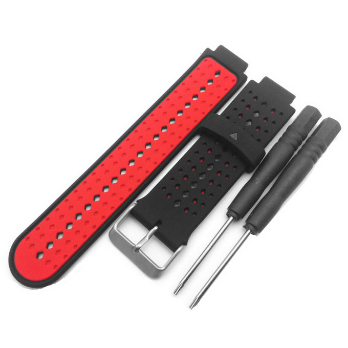 G.r3.1.6 Angle Black & Red StrapsCo Perforated Silicone Strap For Garmin Forerunner 3