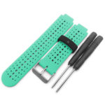 G.r3.11.1 Angle Mint Green & Black StrapsCo Perforated Silicone Strap For Garmin Forerunner 3