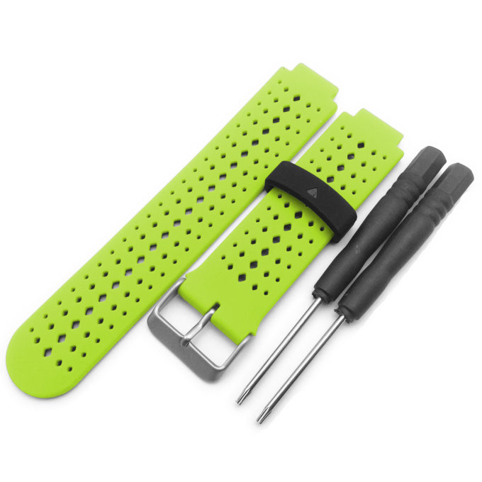 G.r3.11a.1 Angle Green & Black StrapsCo Perforated Silicone Strap For Garmin Forerunner 3