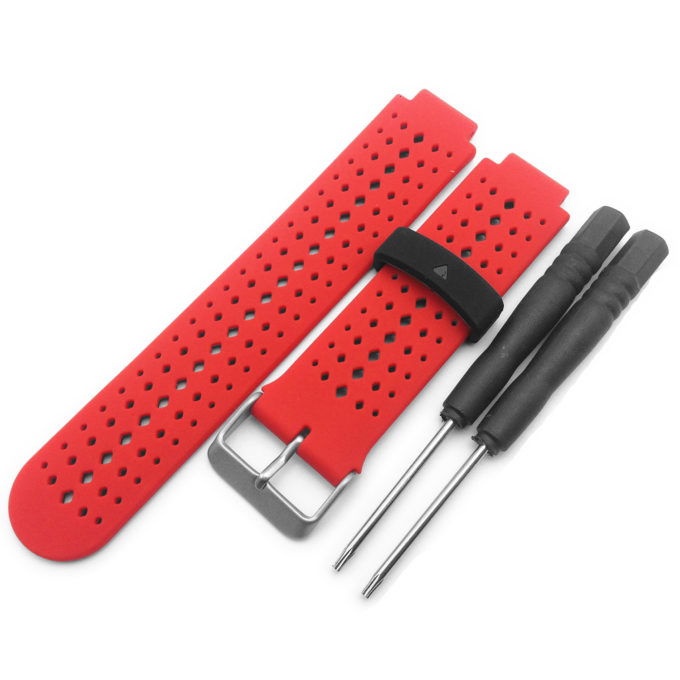 G.r3.6.1 Angle Red & Black StrapsCo Perforated Silicone Strap For Garmin Forerunner 3