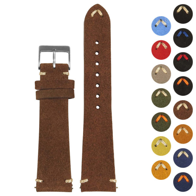 St28.2 Brown Gallery StrapsCo Suede Leather Watch Band Strap