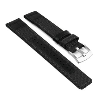 su.c1.1.bs Canvas Strap for Suunto Core in Black w Brushed Steel Buckle