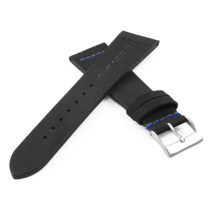 su1.1.5 DASSARI Suede Strap in Black w Blue Stitching 2