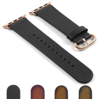 DASSARI Vintage Leather Strap For Apple Watch with Rose Gold Buckle