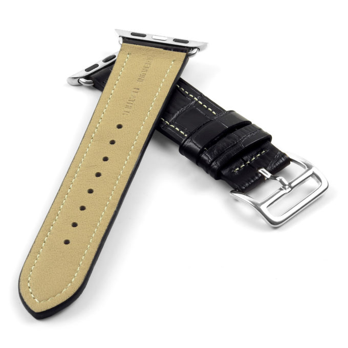 a.l10.1 DASSARI Croc Embossed Leather Strap for Apple in Black 2