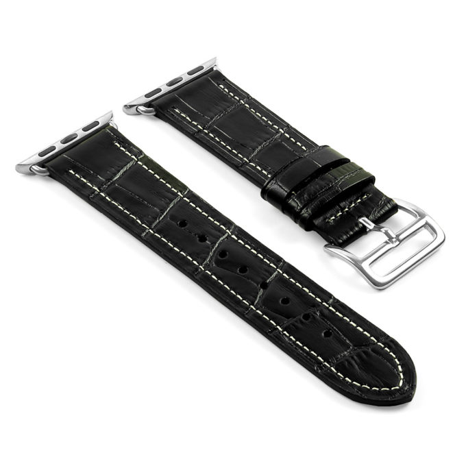 a.l10.1 DASSARI Croc Embossed Leather Strap for Apple in Black