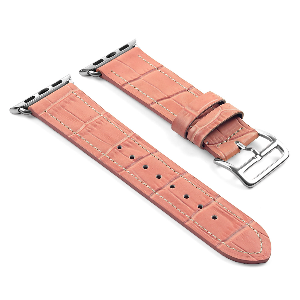 a.l10.13 DASSARI Croc Embossed Leather Strap for Apple in Pink