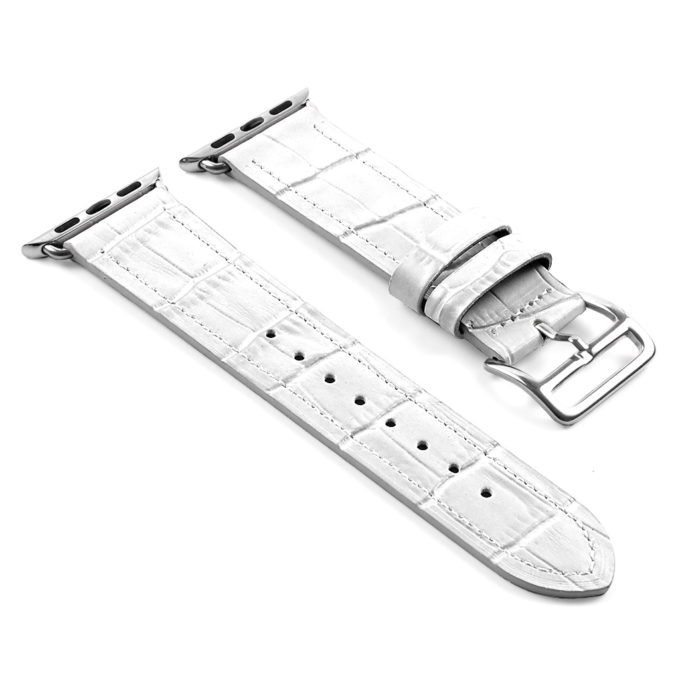 a.l10.22 DASSARI Croc Embossed Leather Strap for Apple in White