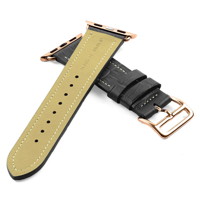a.l10.7.rg DASSARI Croc Embossed Leather Strap for Apple in Grey w Rose Gold Buckle 2