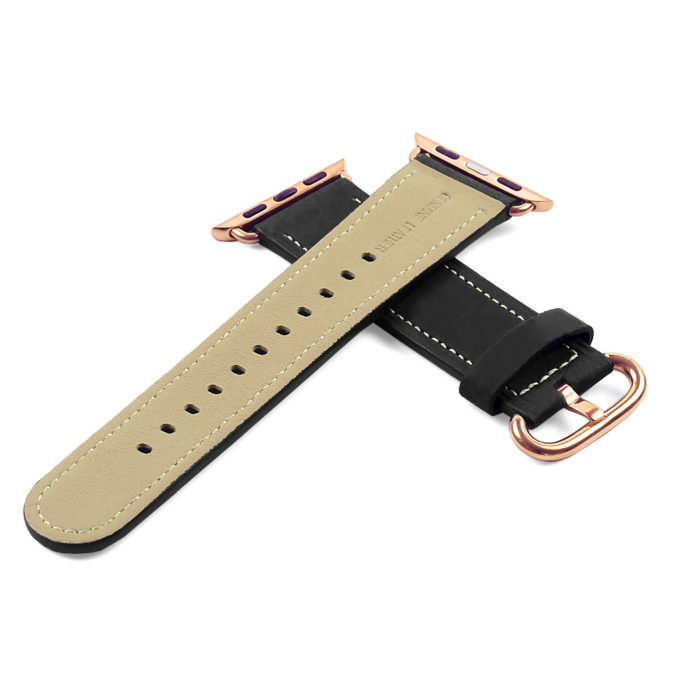 a.l2.1.rg DASSARI Soft Finish Leather Strap in Black w Rose Gold Buckle 2