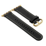 a.l2.1.yg DASSARI Soft Finish Leather Strap in Black w Yellow Gold Buckle