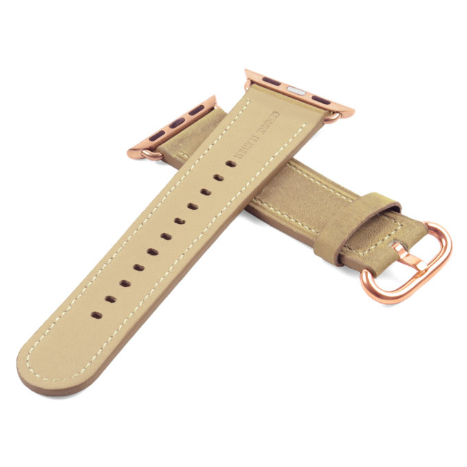 a.l2.17.rg DASSARI Soft Finish Leather Strap in Beige w Rose Gold Buckle 2