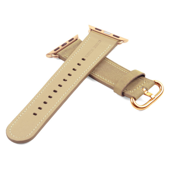 a.l2.17.yg DASSARI Soft Finish Leather Strap in Beige w Yellow Gold Buckle 2