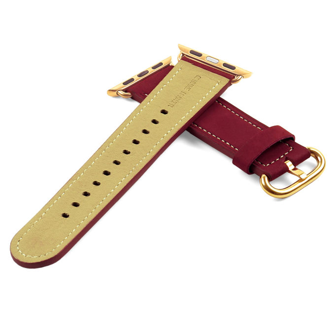 a.l2.6.yg DASSARI Soft Finish Leather Strap in Red w Yellow Gold Buckle 2