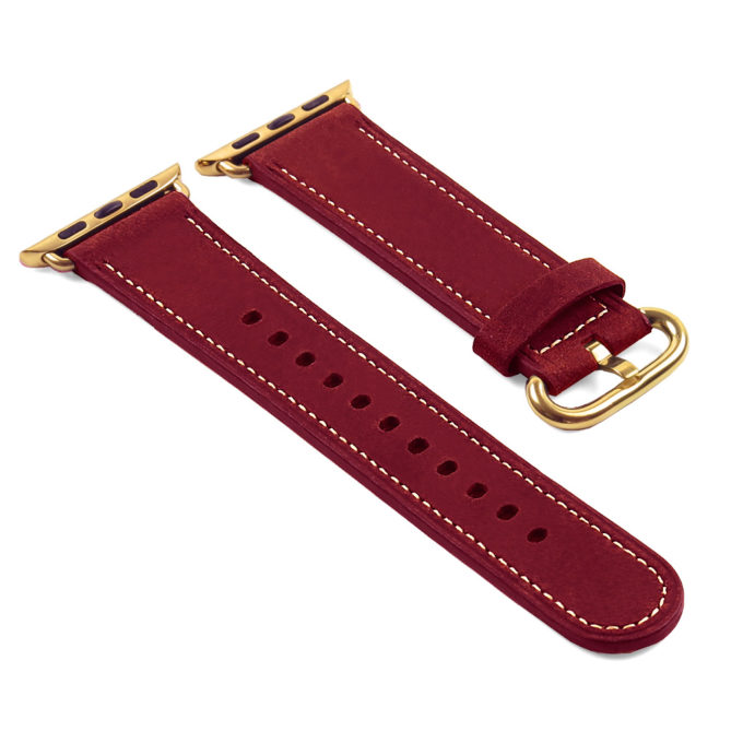 a.l2.6.yg DASSARI Soft Finish Leather Strap in Red w Yellow Gold Buckle