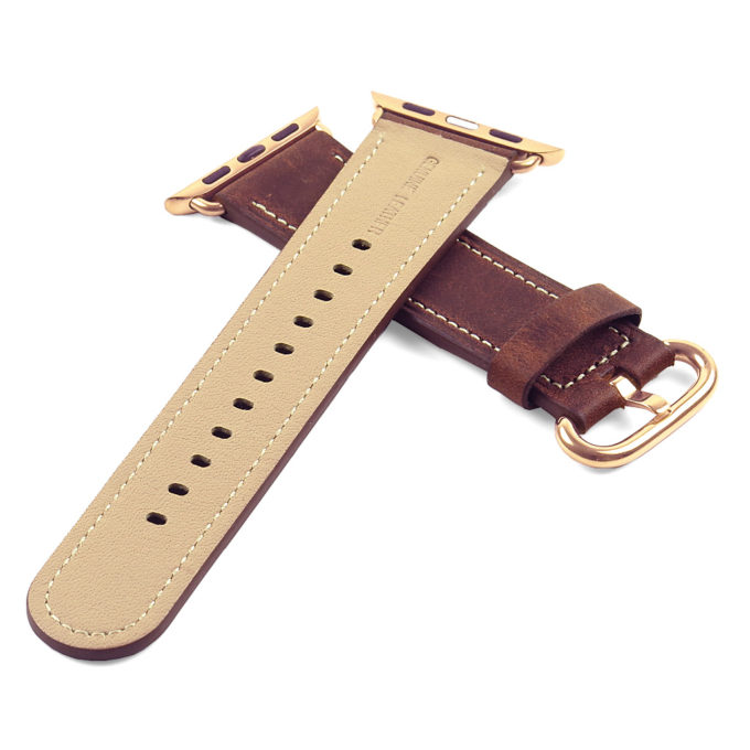 a.l2.8.yg DASSARI Soft Finish Leather Strap in Rust w Yellow Gold Buckle 2