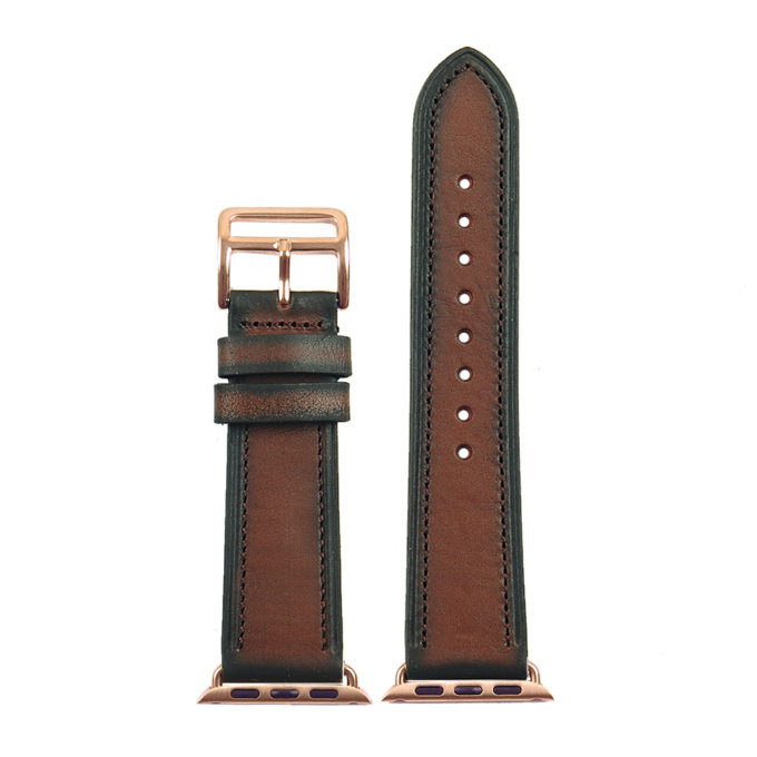 a.l3.2.rg DASSARI Vintage Leather Strap in Brown w Rose Gold Buckle 3
