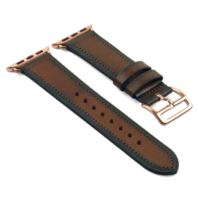 a.l3.2.rg DASSARI Vintage Leather Strap in Brown w Rose Gold Buckle