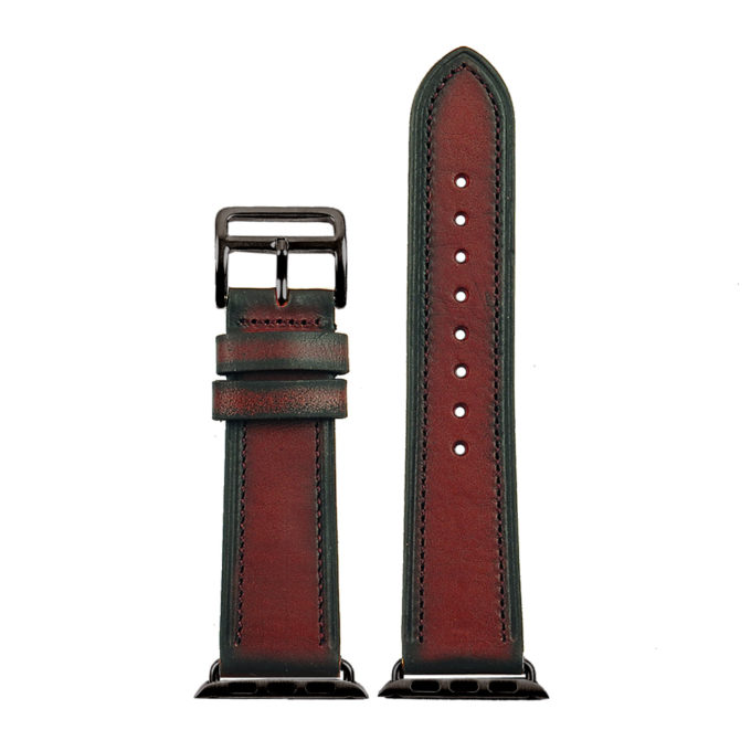 a.l3.3.mb DASSARI Vintage Leather Strap in Tan w Black Buckle 3