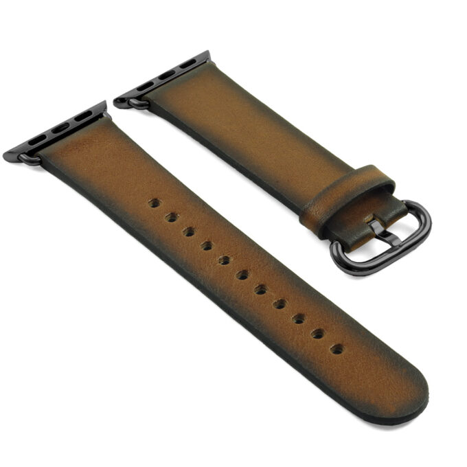 a.l4.11.mb DASSARI Vintage Leather Strap For Apple in Green w Black Buckle
