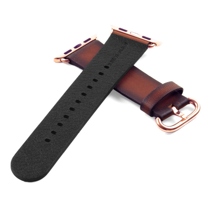 a.l4.2.rg DASSARI Vintage Leather Strap For Apple in Brown with Rose Gold Buckle 2