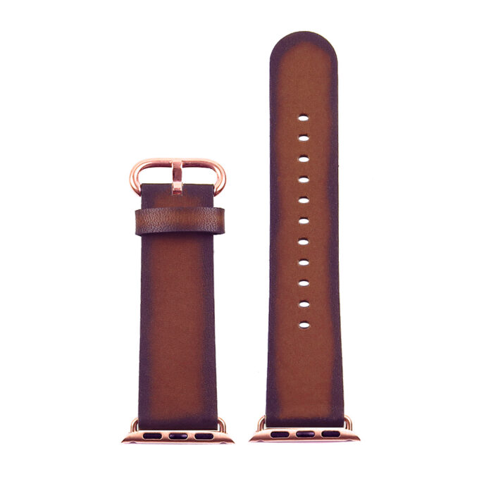 a.l4.2.rg DASSARI Vintage Leather Strap For Apple in Brown with Rose Gold Buckle 3