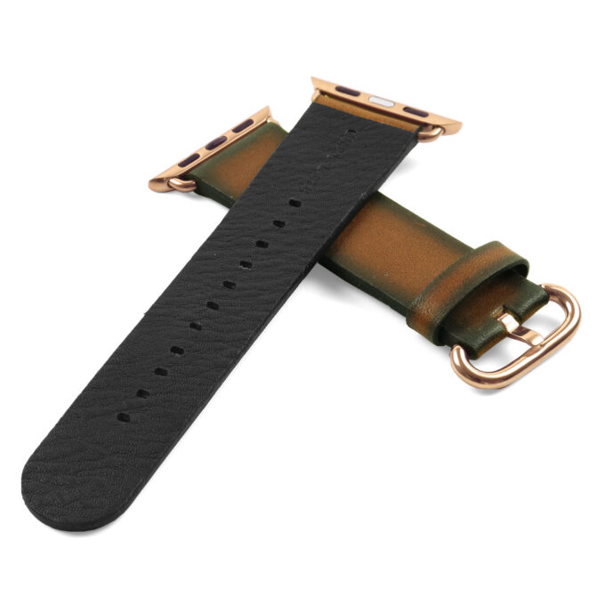 a.l4.3.rg DASSARI Vintage Leather Strap For Apple in Tan with Rose Gold Buckle 2