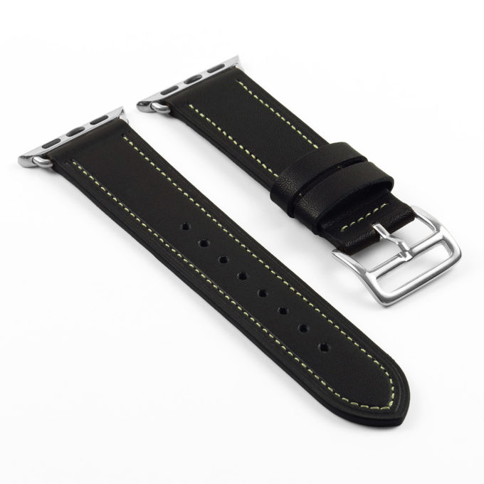 a.l6.1 DASSARI Smooth Leather Strap for Apple in Black