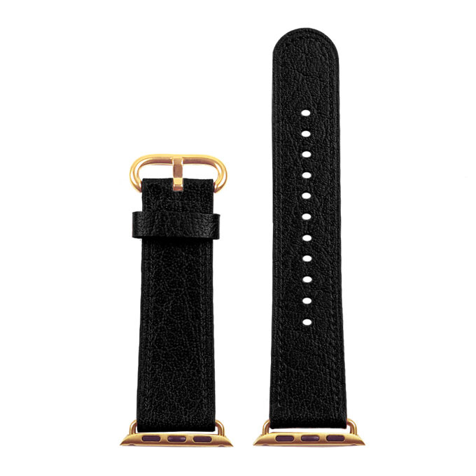 a.l9.1.yg DASSARI Leather Strap For Apple in Black with Rose Yellow Buckle